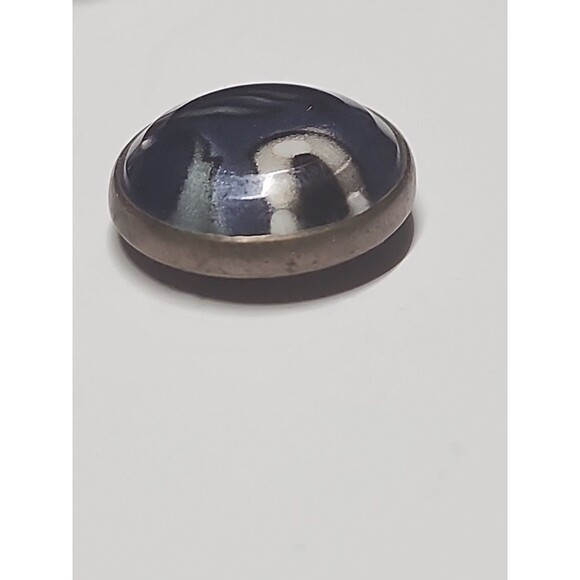 Antique Metal Button w/ Glass Center – Under Glass Design Vintage Collectible - Picture 2 of 8
